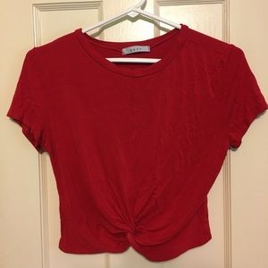 Front Tie Red Crop Top
